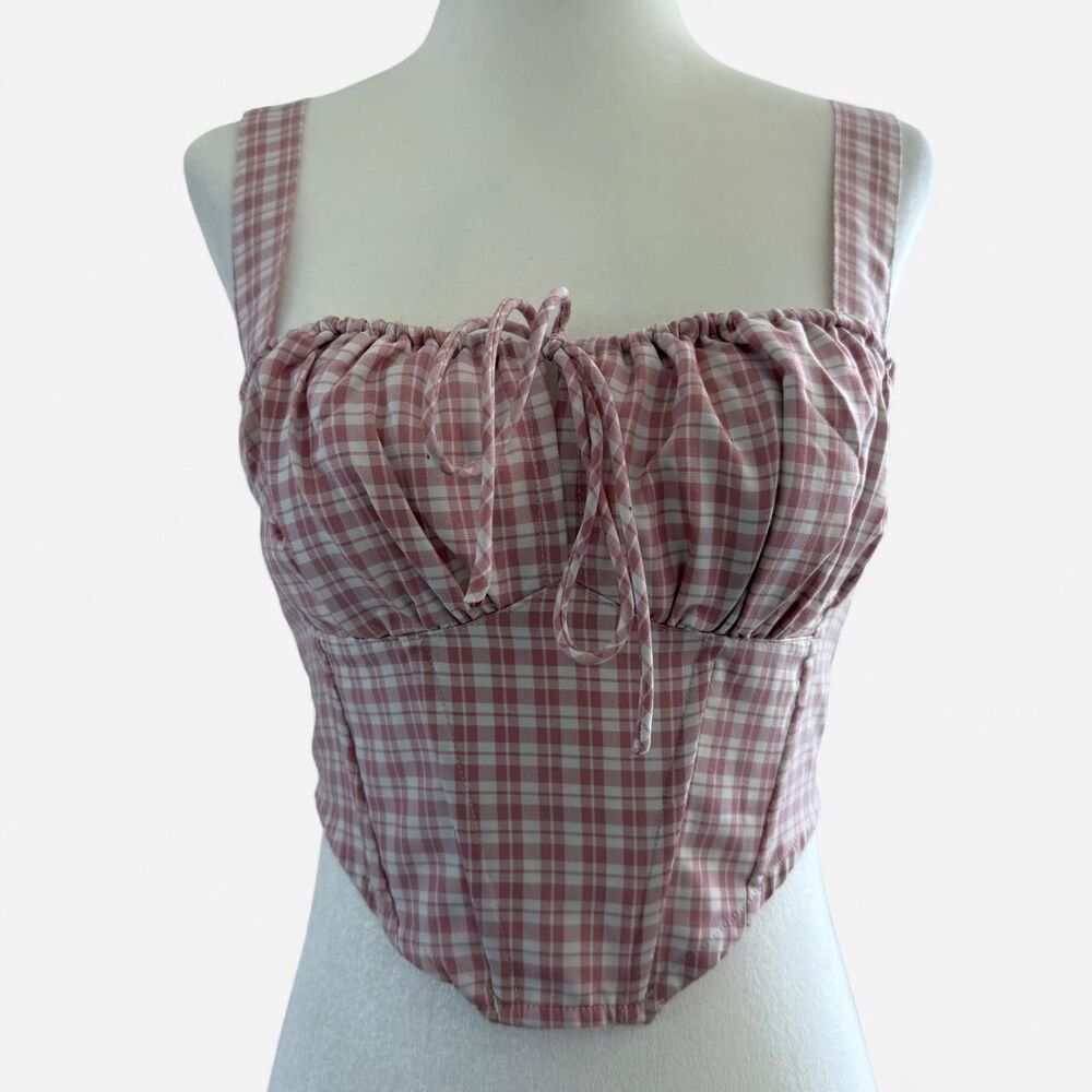 Gingham Bustier Corset Crop Top Coquette Aesthetic